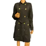 Calvin Klein Military Trench Coat Dress with Gold Hardware