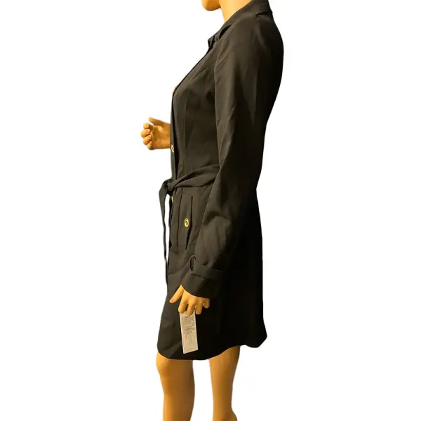 Calvin Klein Military Trench Coat Dress with Gold Hardware