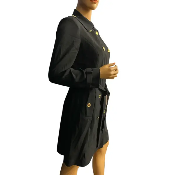 Calvin Klein Military Trench Coat Dress with Gold Hardware