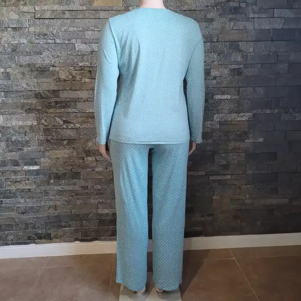 Charter Club Intimates Pajama Set Blue Polka Dot Cotton Button Front Two Piece