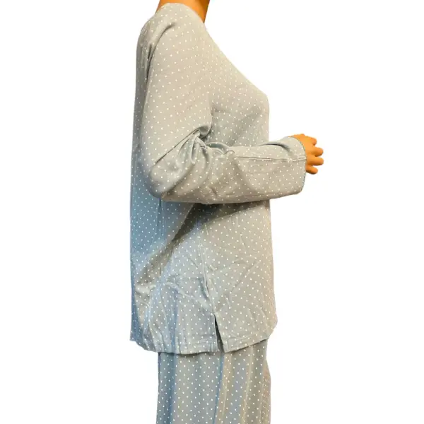 Charter Club Intimates Pajama Set Blue Polka Dot Cotton Button Front Two Piece