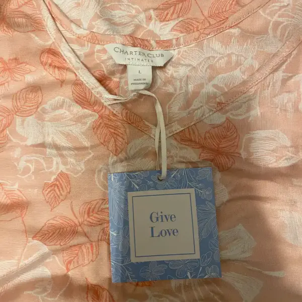 Charter Club Intimates Lace Sleeve Chemise Nightgown Pink White Floral