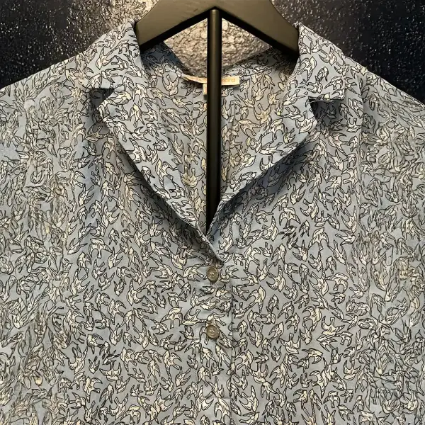 Claudia Richard Petite Blue Bird Print Blouse