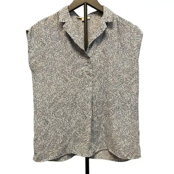 Claudia Richard Petite Blue Bird Print Blouse