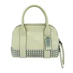 Coach Stud Leather Bleecker Mini Preston Satchel Cream