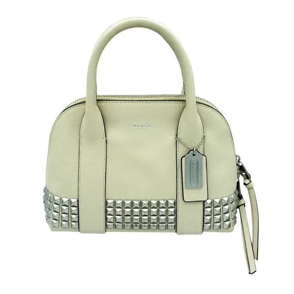 Coach Stud Leather Bleecker Mini Preston Satchel Cream