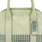 Coach Stud Leather Bleecker Mini Preston Satchel Cream