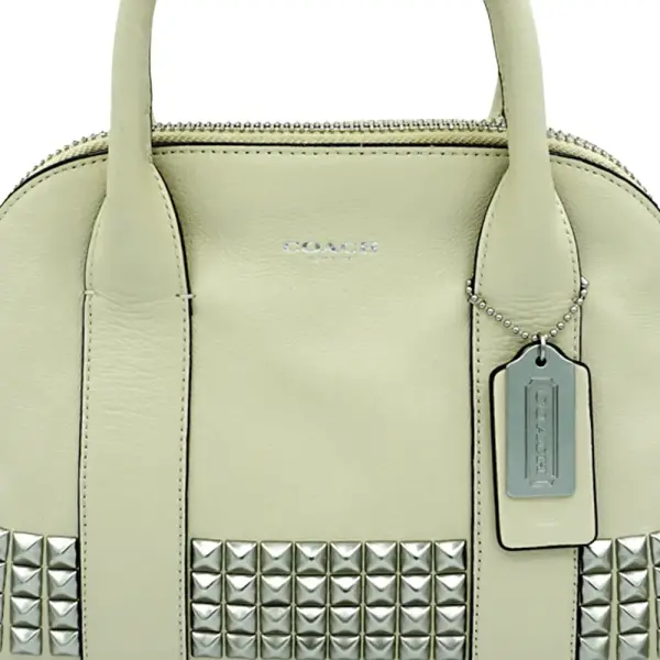 Coach Stud Leather Bleecker Mini Preston Satchel Cream