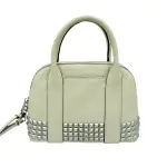 Coach Stud Leather Bleecker Mini Preston Satchel Cream