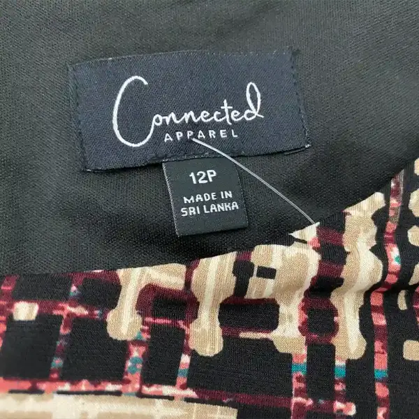 Connected Apparel Petite Fit and Flare Dress Abstract Grid Print Black Multi Size 12P