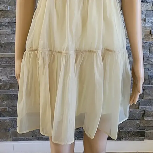 Danielle Bernstein Women Organza Puff Sleeve Sheer Mini Dress Light Green
