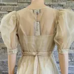 Danielle Bernstein Women Organza Puff Sleeve Sheer Mini Dress Light Green