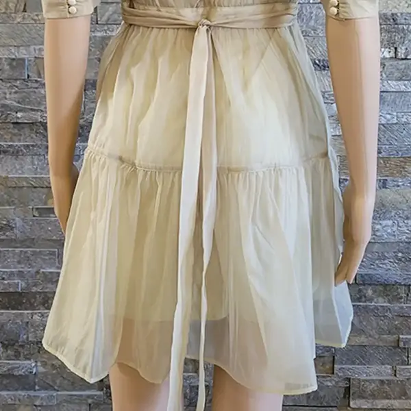 Danielle Bernstein Women Organza Puff Sleeve Sheer Mini Dress Light Green