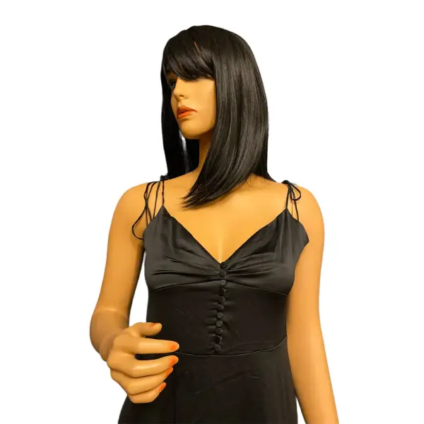 Danielle Bernstein Black Satin Sleeveless V-Neck Midi Dress