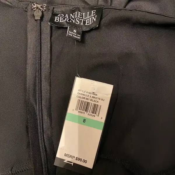 Danielle Bernstein Black Satin Sleeveless V-Neck Midi Dress