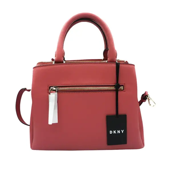 DKNY Paige Medium Convertible Satchel Red Genuine Leather Bag