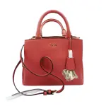 DKNY Paige Medium Convertible Satchel Red Genuine Leather Bag