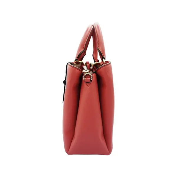 DKNY Paige Medium Convertible Satchel Red Genuine Leather Bag