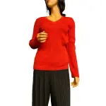 DKNY Women’s Metallic Thread Embellished V Neck Sweater