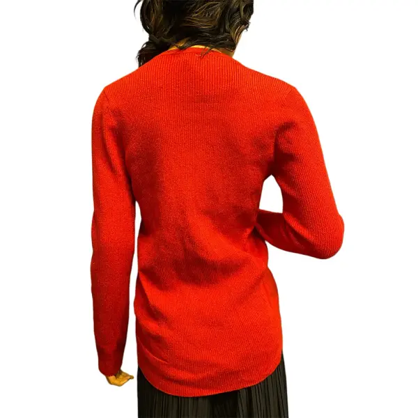 DKNY Women’s Metallic Thread Embellished V Neck Sweater