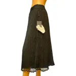 DKNY Pleated Mesh Overlay Midi Skirt Black Pull-On Size S