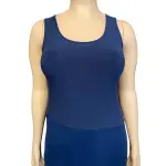 DKNY Navy Blue Asymmetric Hem Midi Dress with Sheer Detail