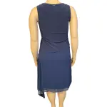 DKNY Navy Blue Asymmetric Hem Midi Dress with Sheer Detail