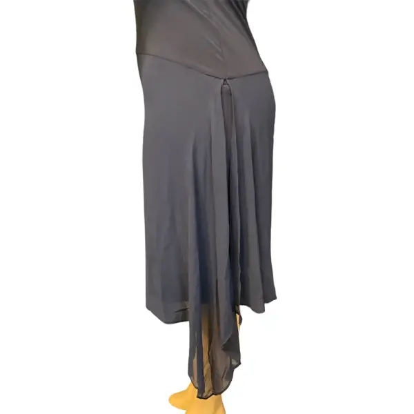 DKNY Navy Blue Asymmetric Hem Midi Dress with Sheer Detail