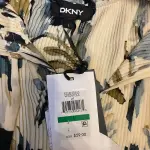 DKNY Floral Pleated Tie Neck Sleeveless Blouse