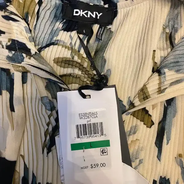 DKNY Floral Pleated Tie Neck Sleeveless Blouse