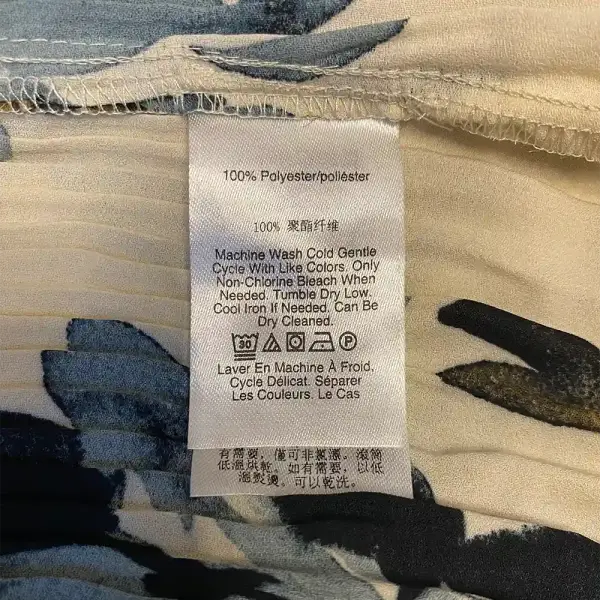 DKNY Floral Pleated Tie Neck Sleeveless Blouse