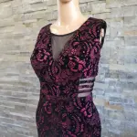 Enfocus Studio Velvet Purple and Black Lace Cocktail Dress