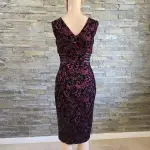Enfocus Studio Velvet Purple and Black Lace Cocktail Dress