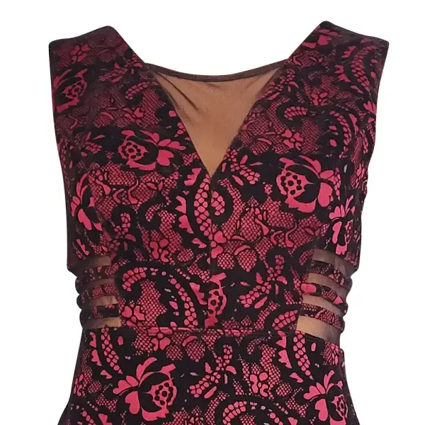 Enfocus Studio Velvet Purple and Black Lace Cocktail Dress