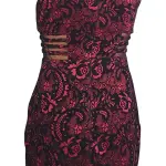 Enfocus Studio Velvet Purple and Black Lace Cocktail Dress