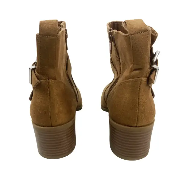 Forever 21 Double Buckle Tan Ankle Boots Women's Size 5.5
