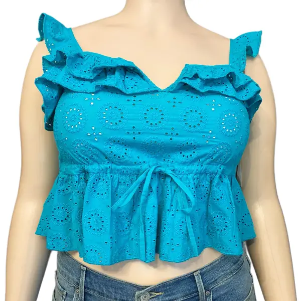 Guess Nuala Eyelet Ruffle Peplum Tank Top