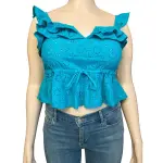 Guess Nuala Eyelet Ruffle Peplum Tank Top