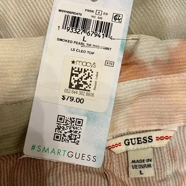 Guess Cleo Tie Dye Button Up Shirt Smoked Pearl