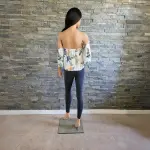 GUESS Hanalei Blooms Off Shoulder Pleated Crop Top Cream Tropical