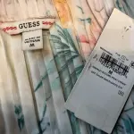 GUESS Hanalei Blooms Off Shoulder Pleated Crop Top Cream Tropical