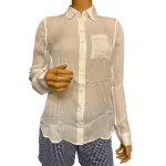 Guess White Button Down Shirt Semi Sheer Ribbed Texture