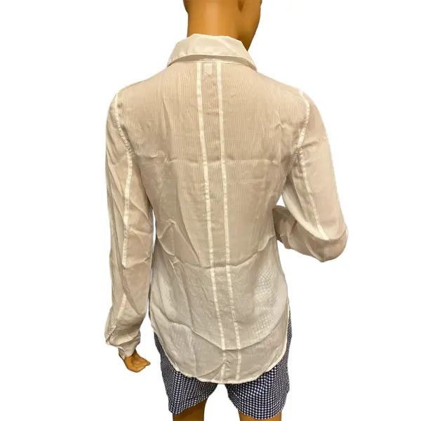 Guess White Button Down Shirt Semi Sheer Ribbed Texture