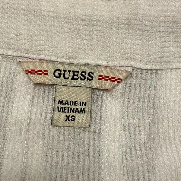 Guess White Button Down Shirt Semi Sheer Ribbed Texture