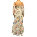 GUESS Lana Blooms Tropical Floral Cold Shoulder Maxi Dress Cream