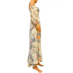 GUESS Lana Blooms Tropical Floral Cold Shoulder Maxi Dress Cream