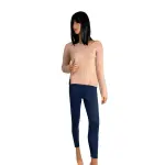 Guess Alivia V-Neck Sweater Pink Diagonal Rib Knit