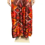 Guess Orange Multi Ikat Print Halter Angelica Maxi Dress