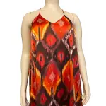 Guess Orange Multi Ikat Print Halter Angelica Maxi Dress