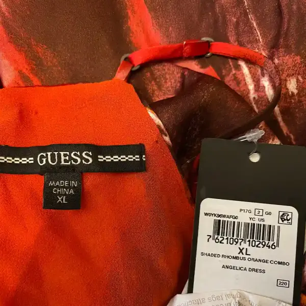 Guess Orange Multi Ikat Print Halter Angelica Maxi Dress